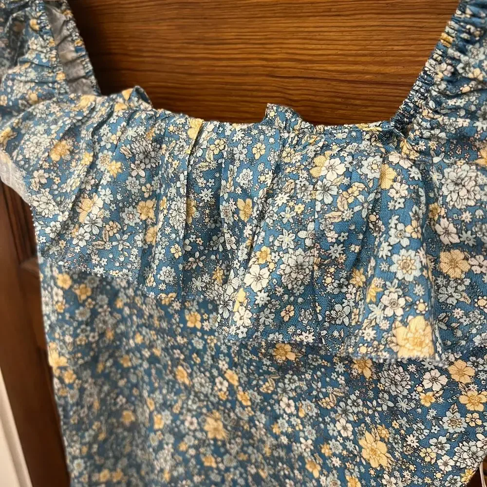 Zimmermann Carnaby Ruffle Neck Long Dress sz 4 US Indigo Blue NWT's $475 - Picture 4 of 16